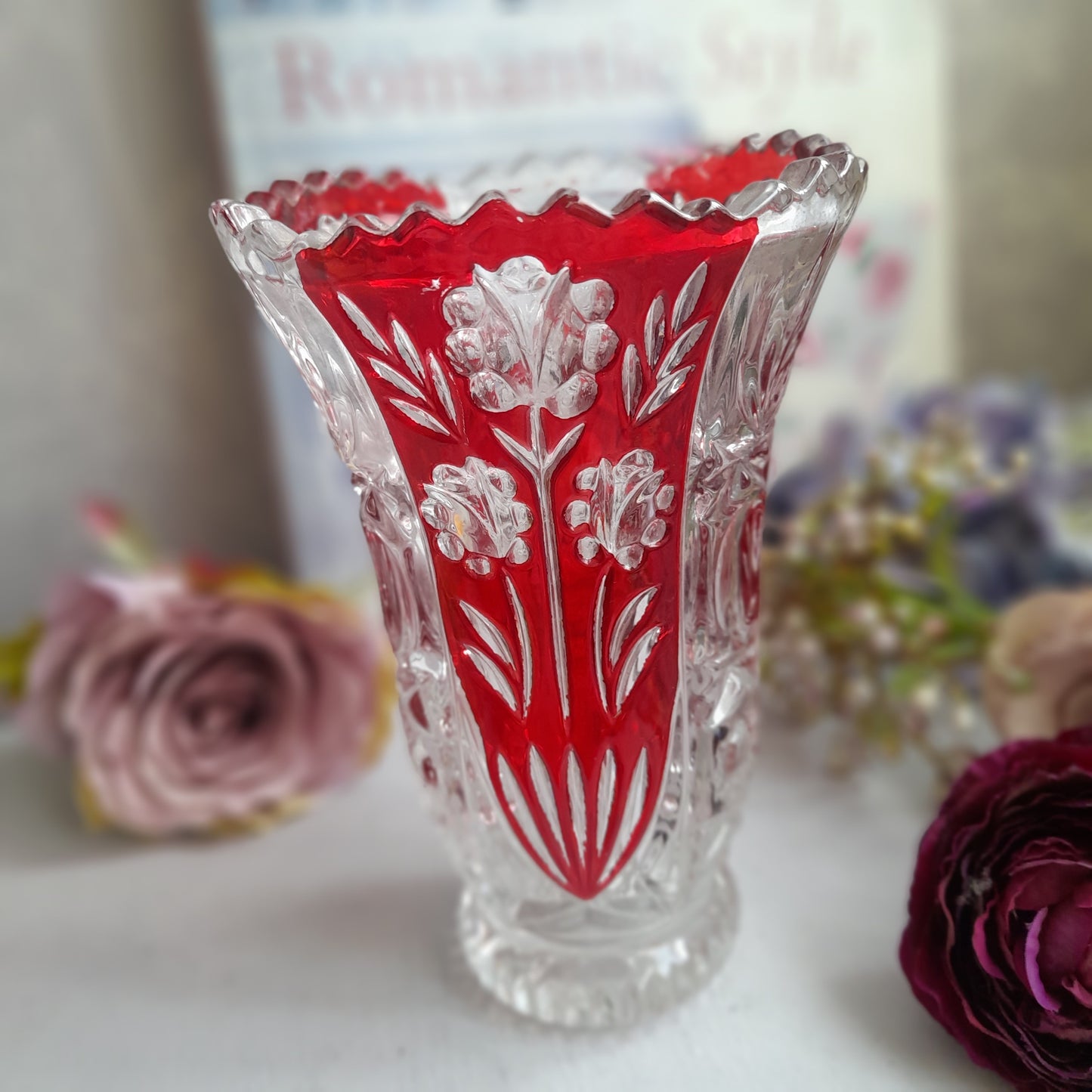 Anna Hutte Bleikristall Ruby Red & Crystal Vase