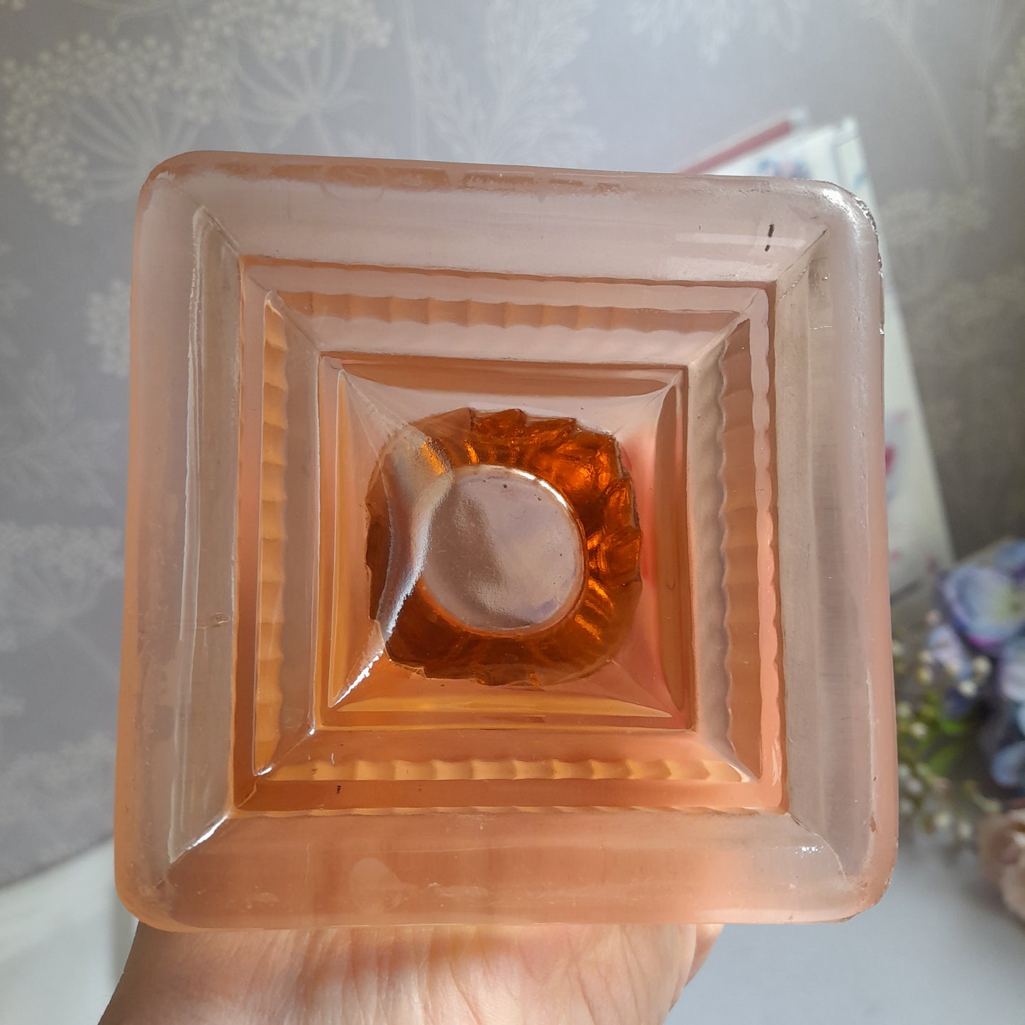 Art Deco Walther & Sohne Greta peach pink glass vase