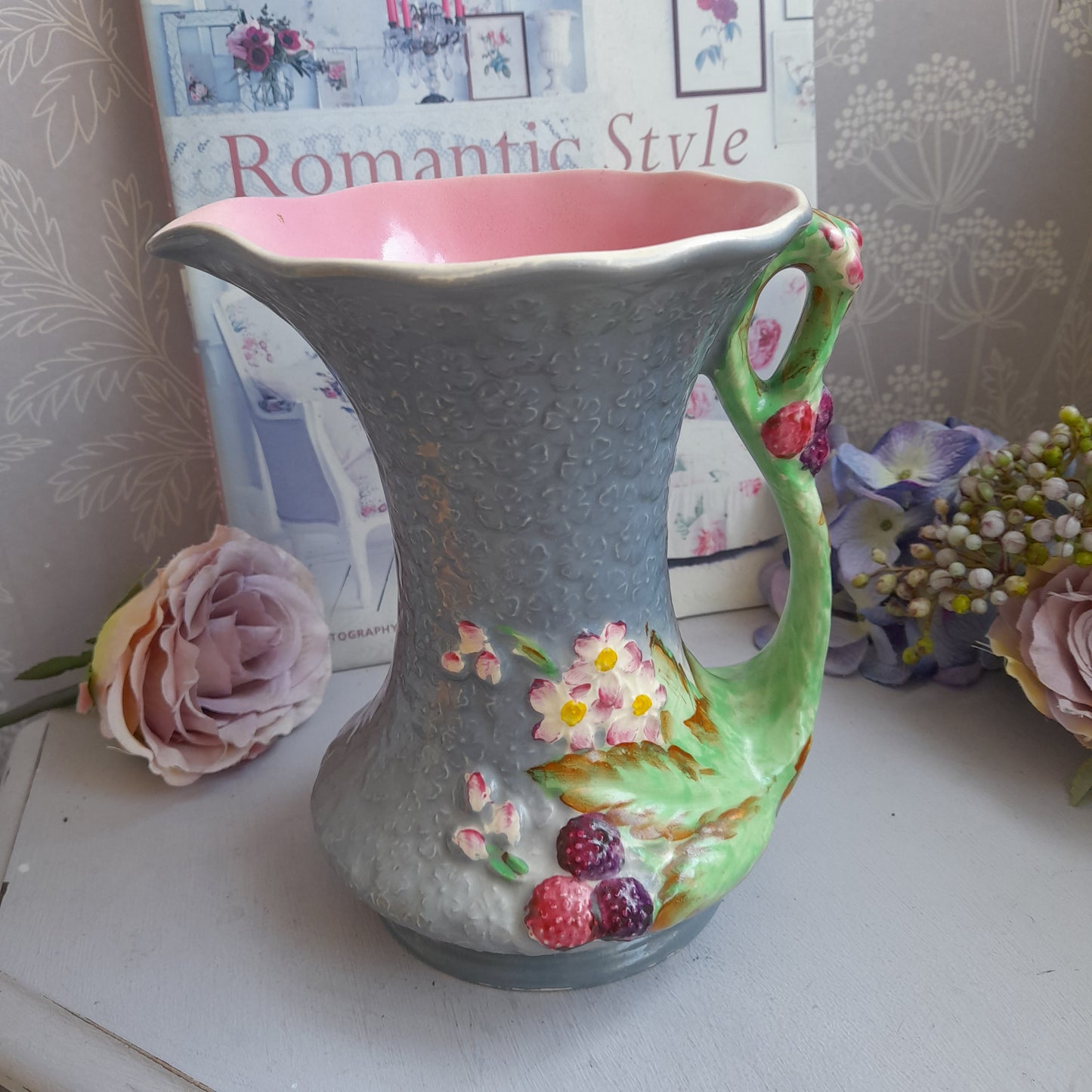 Darling Art Deco Grey Jug In James Kent 'Bramble' Design