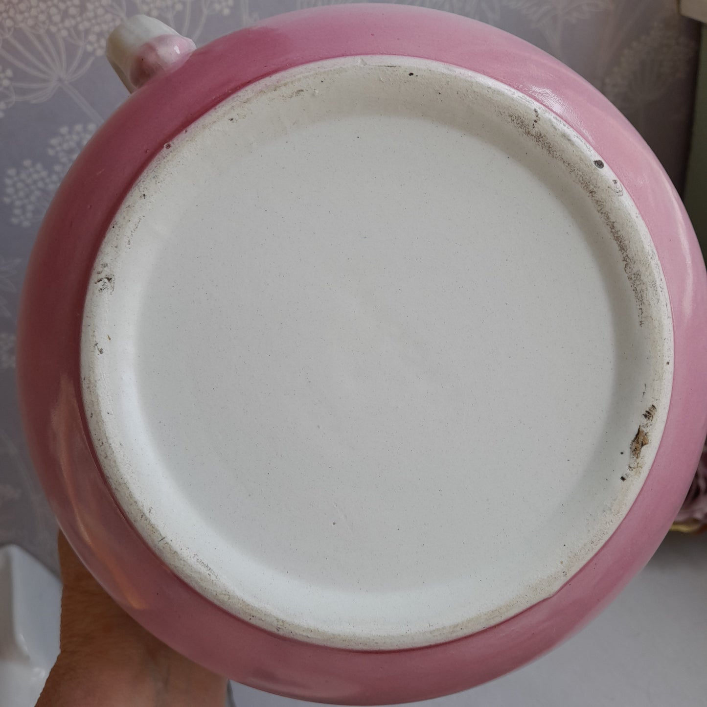 Victorian Crinoline Lady Chamber Pot With Faded Pink Perfect Planter