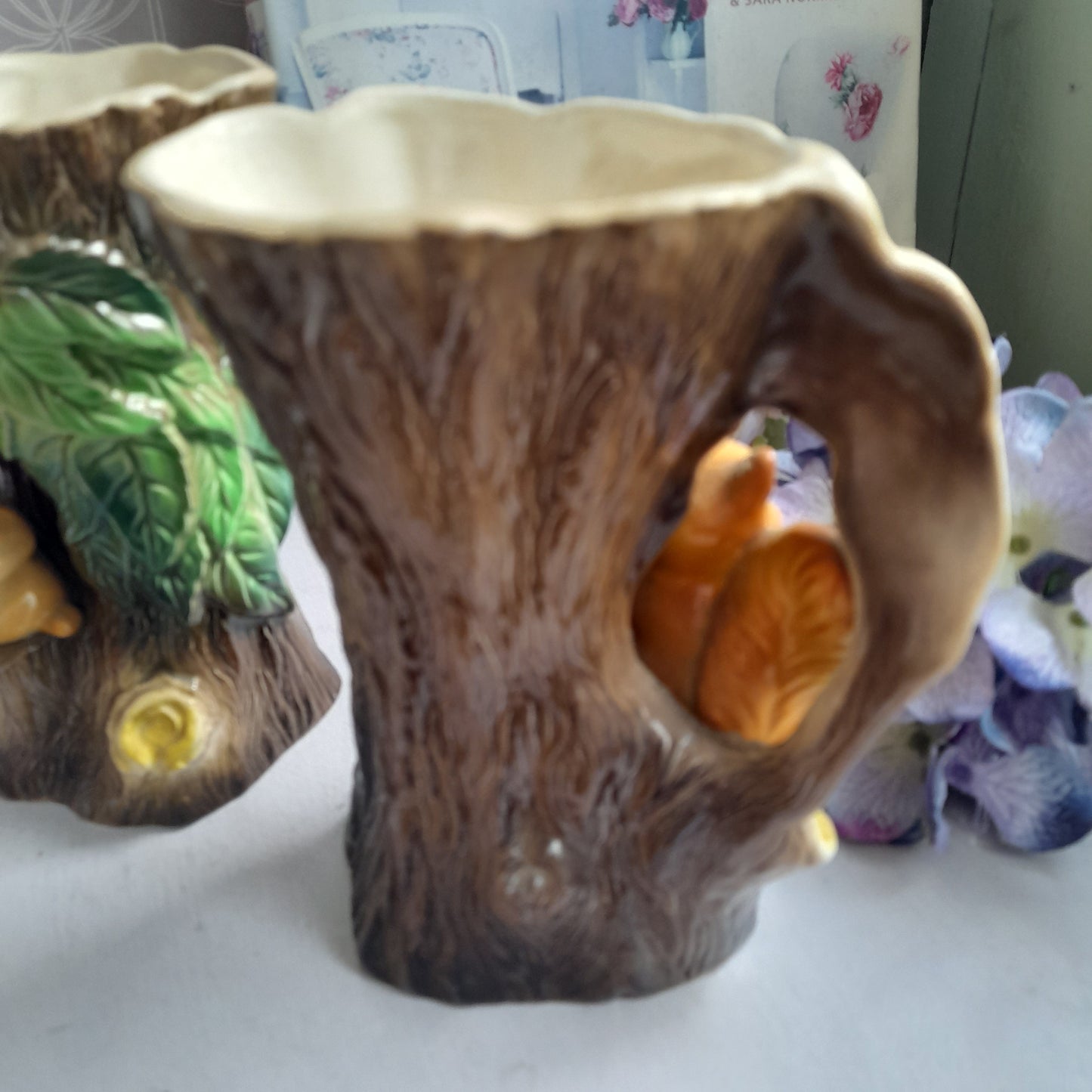 Darling Pair of HORNSEA Squirrel & Tree Jugs, Set of 2 Fauna Woodland Bud Vases in Design 75