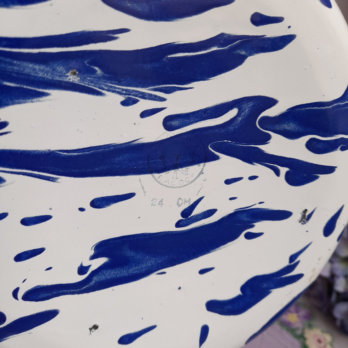 Vintage Blue & White Swirl Enamel Chamber Pot