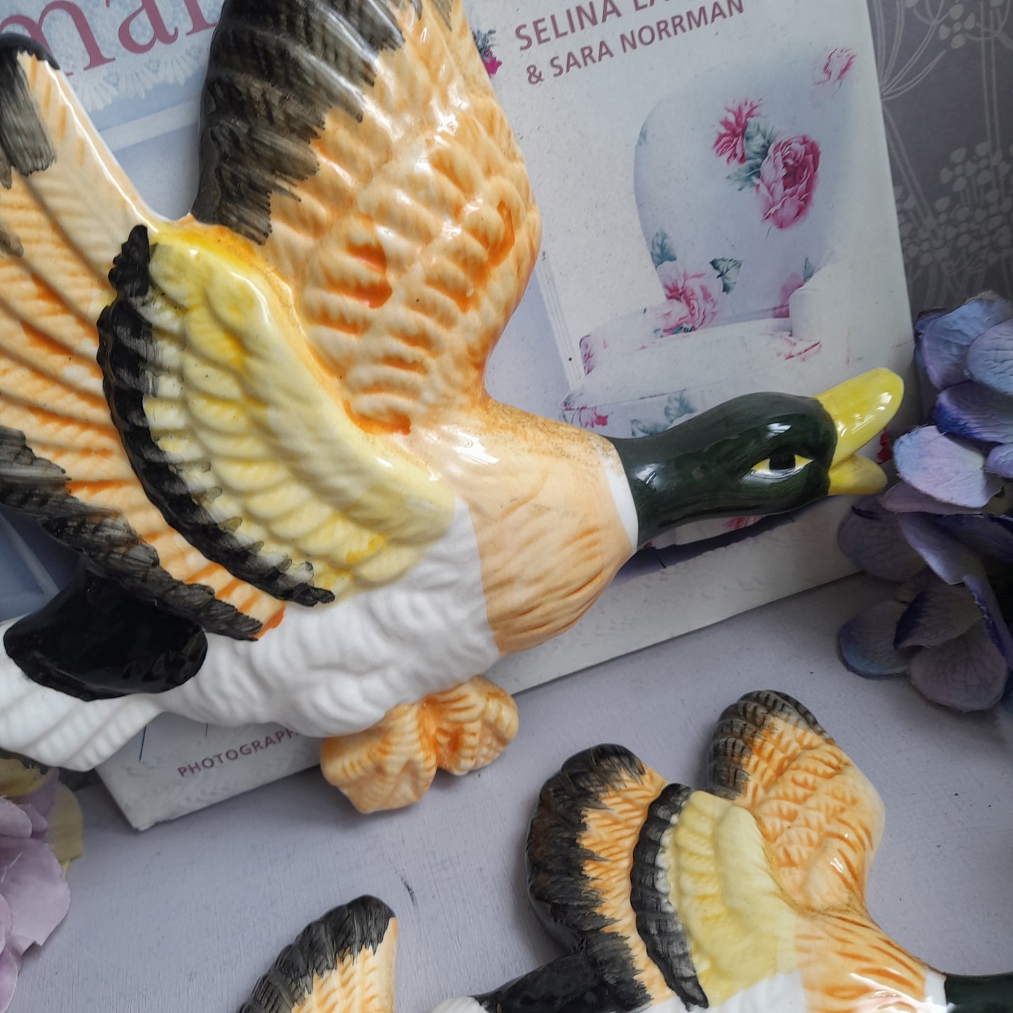 Vintage Set of 3 Graduating Ceramic Ducks for Wall Hanging