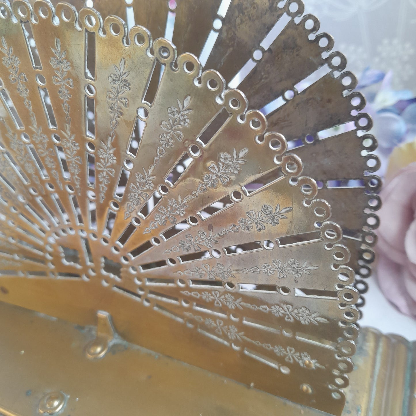 Art Nouveau Antique Brass Fan Shape Letter Rack