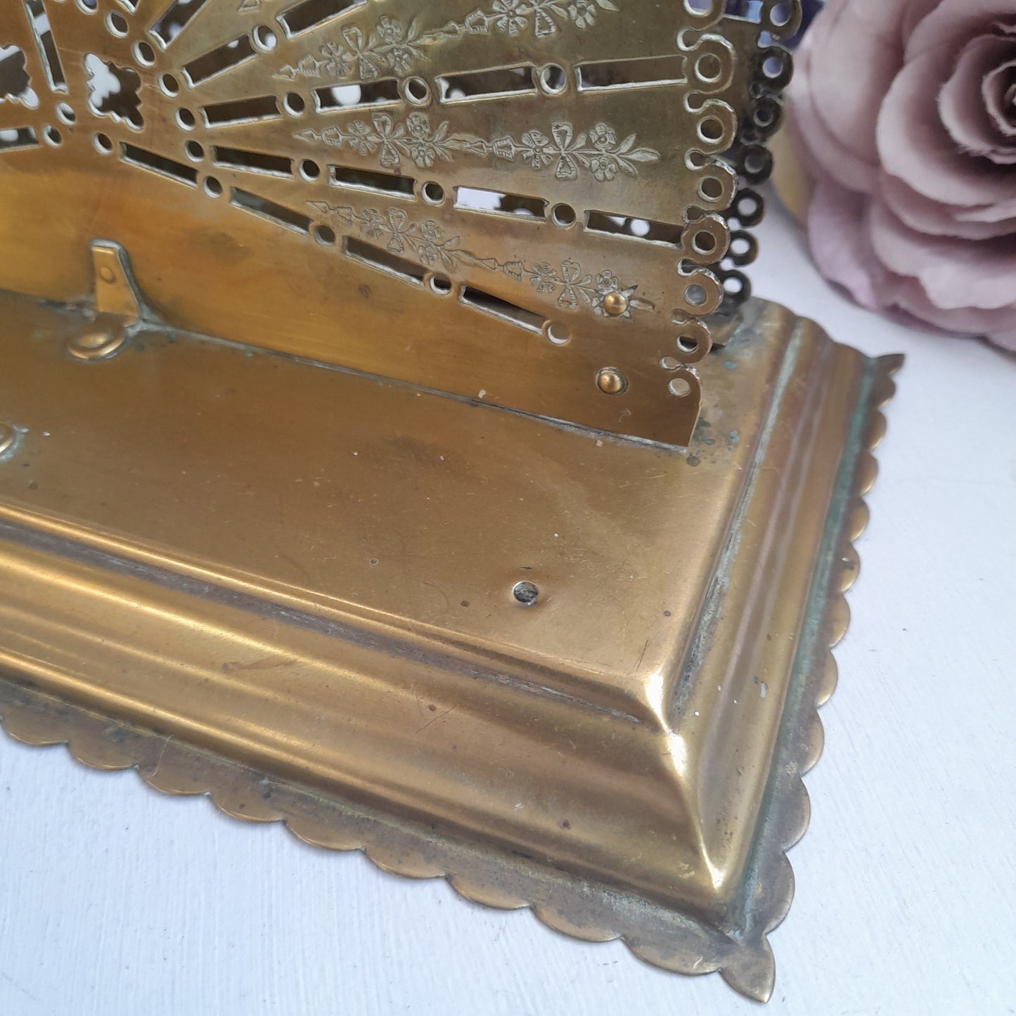 Art Nouveau Antique Brass Fan Shape Letter Rack