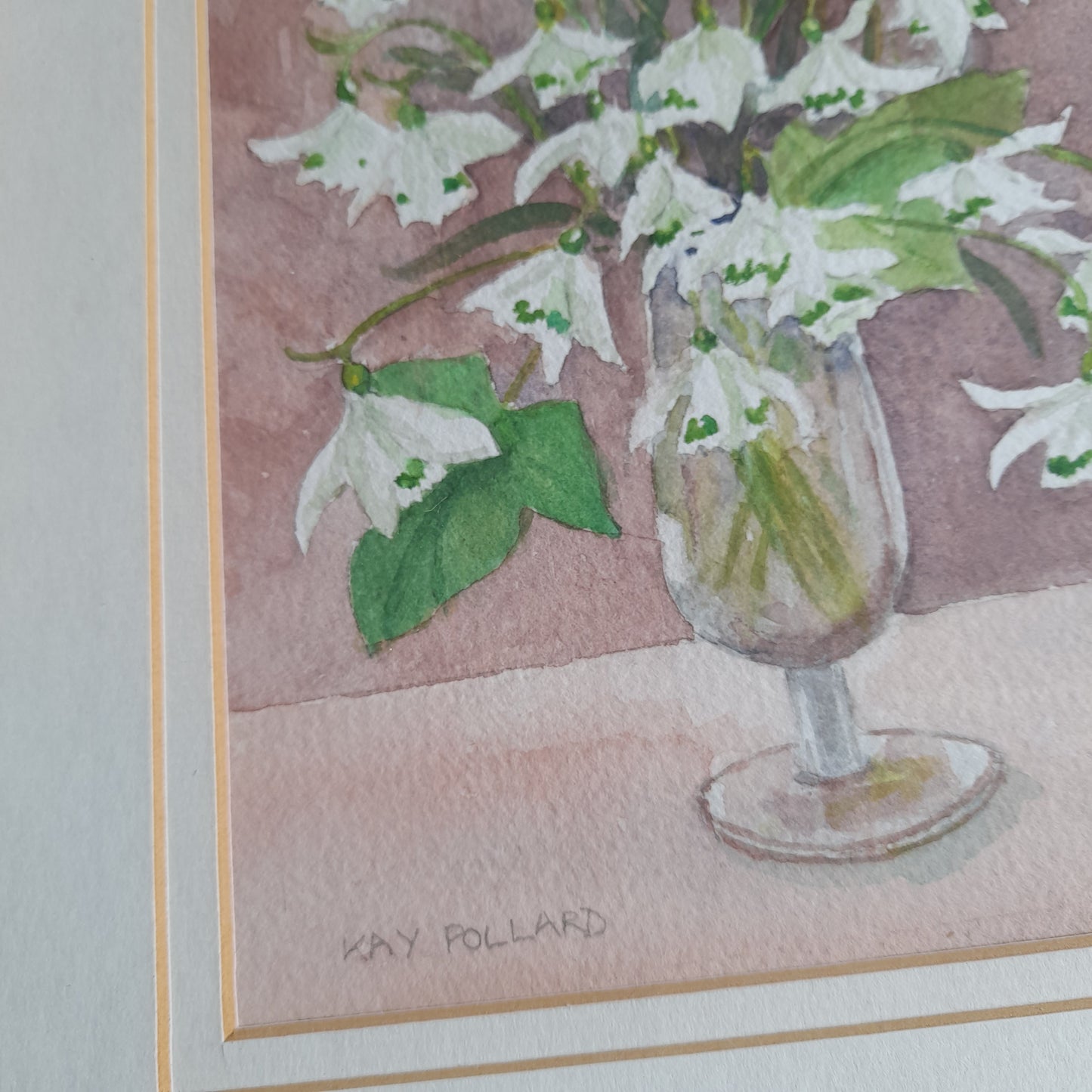 Sweet Little Original Watercolour 'Snowdrops' Painting Framed & Signed