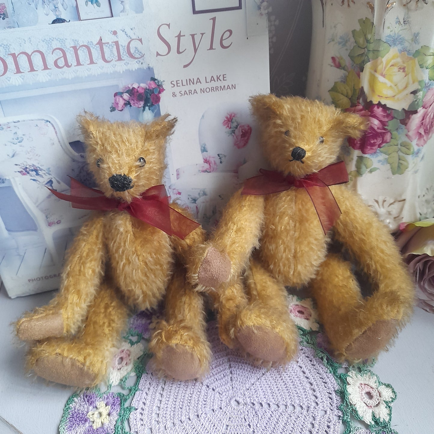 Darling Pair of Vintage Twin Mohair Teddy Bears