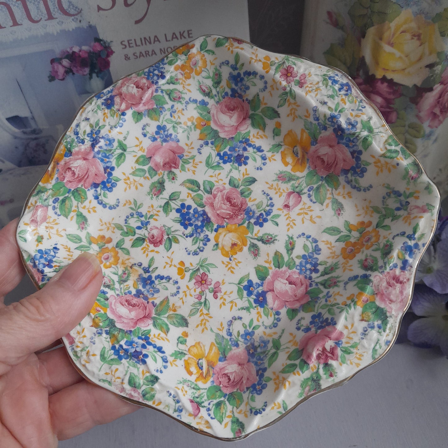 Darling James Kent 'ROSALYND' Floral Chintz Bowl Pin Dish