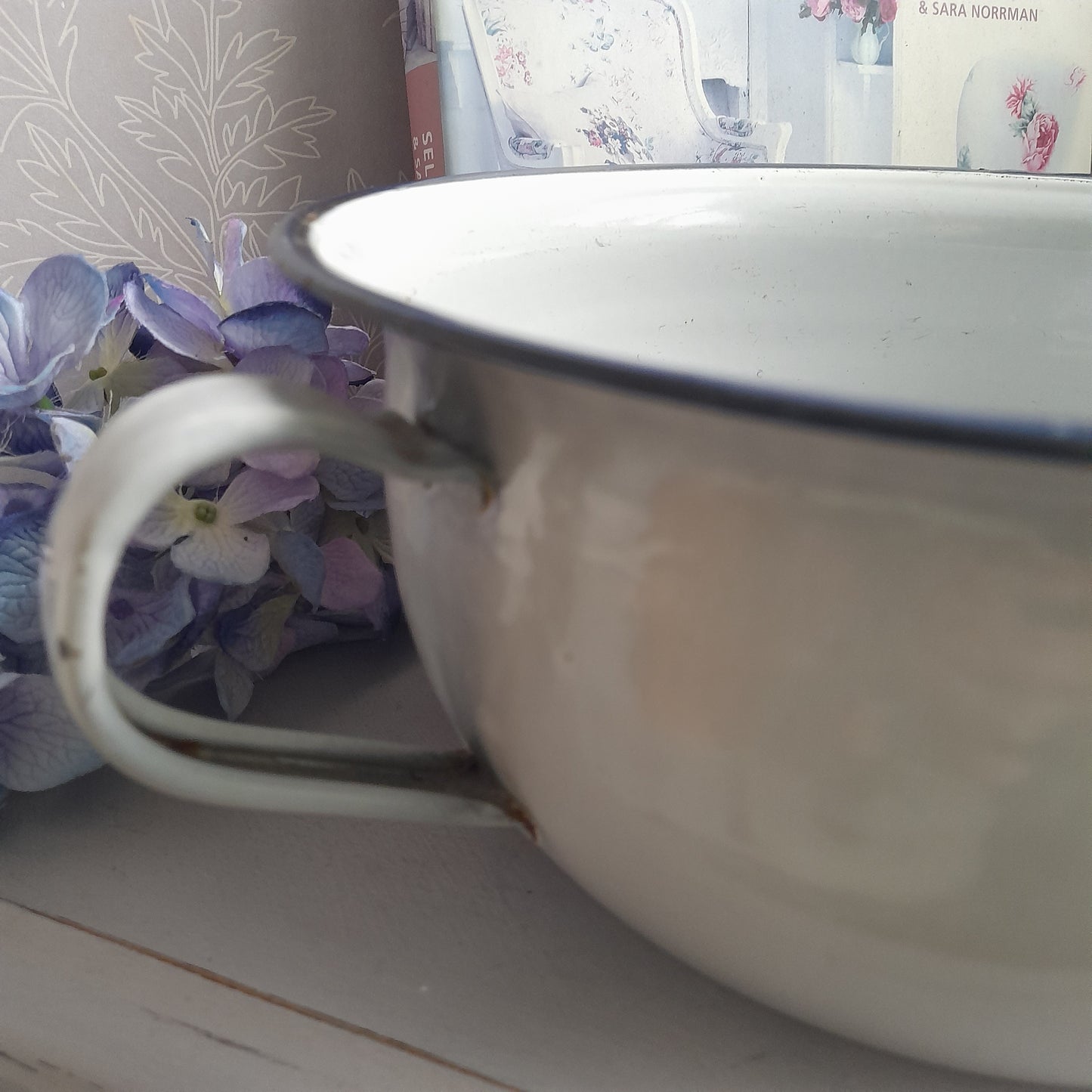 Vintage Grey Enamel Chamber Pot Perfect Planter