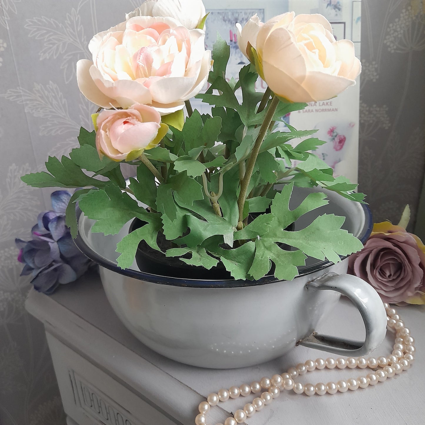 Vintage Grey Enamel Chamber Pot Perfect Planter