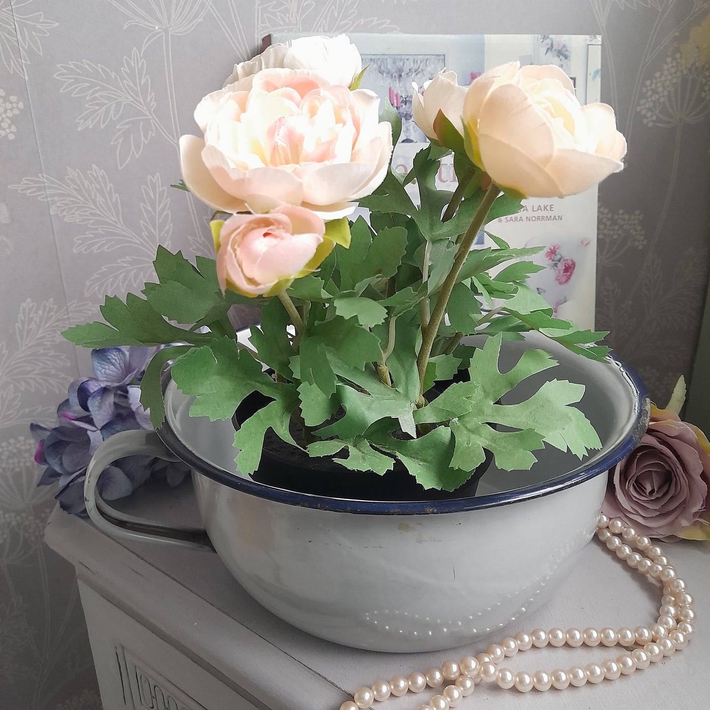 Vintage Grey Enamel Chamber Pot Perfect Planter