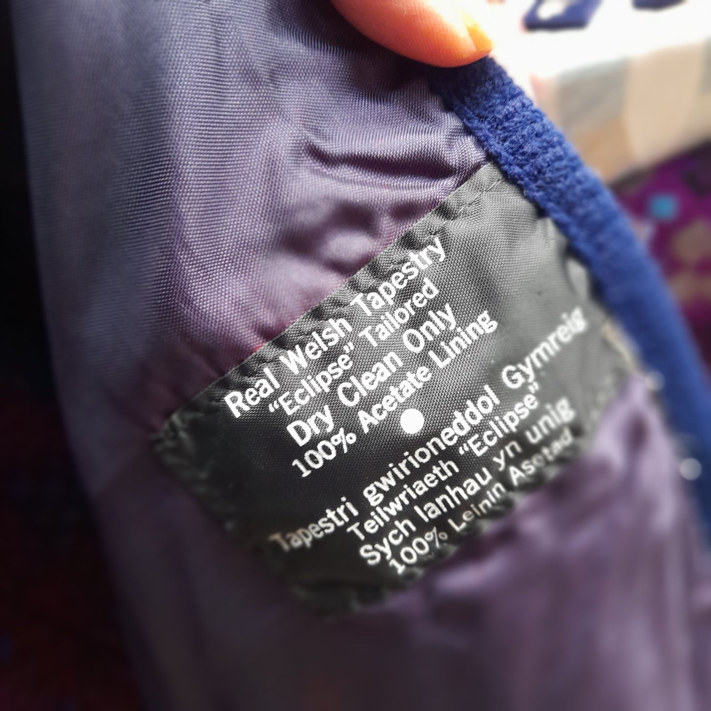 Vintage Welsh Wool Tapestry Cape in Purple Shades