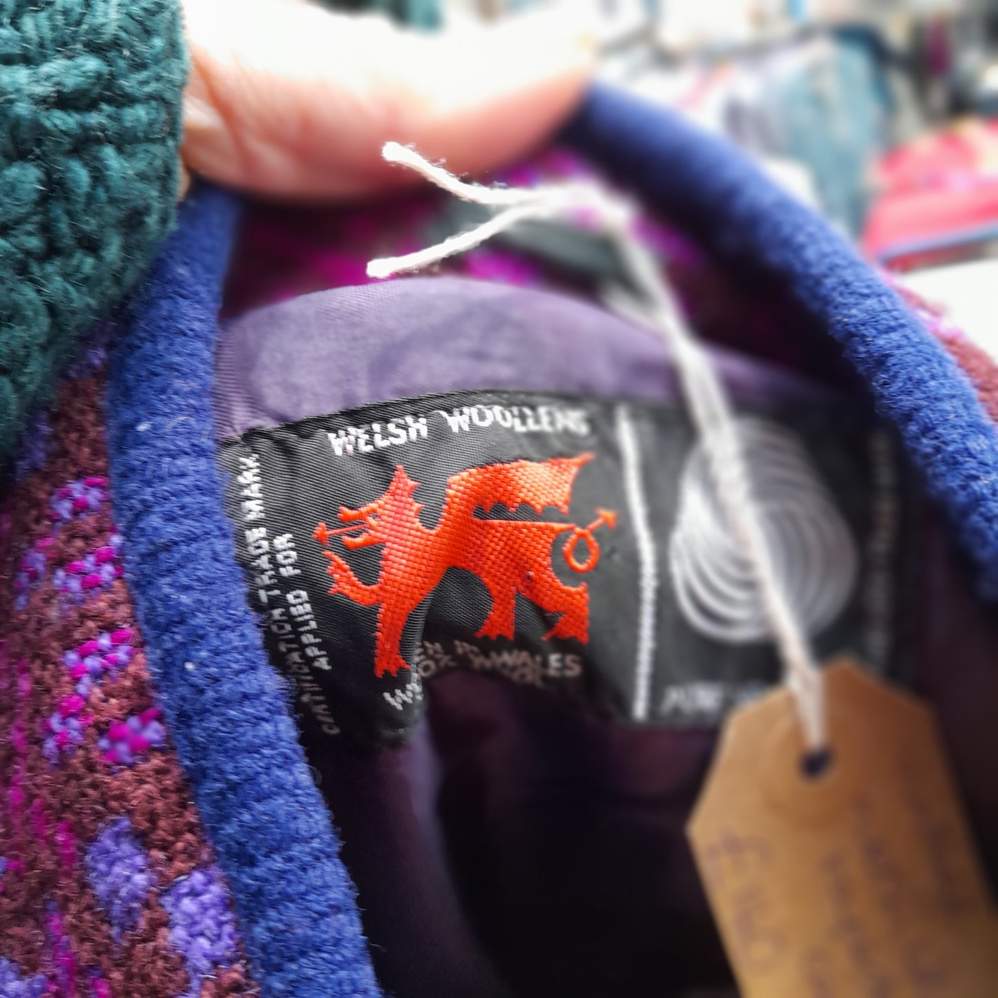 Vintage Welsh Wool Tapestry Cape in Purple Shades