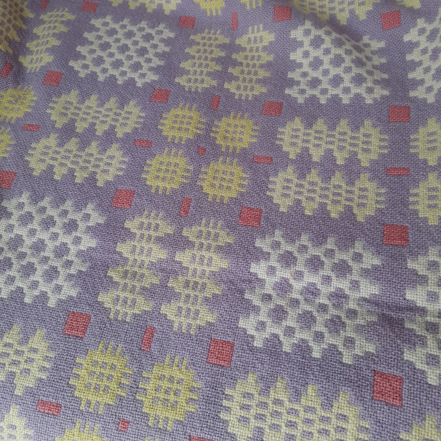 Welsh Blanket in Pale Lavender Yellow White & Pink