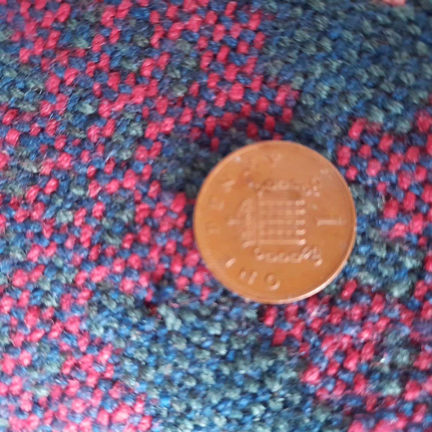 Vintage Welsh Tapestry Blanket in Blue Green Teal & Red Caernarfonshire