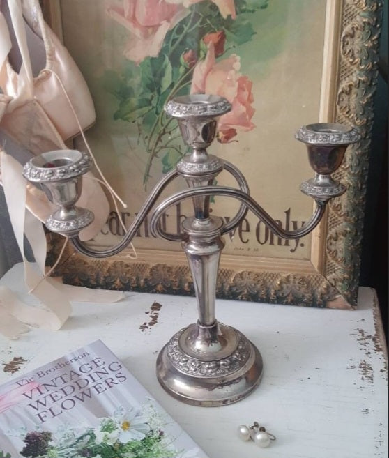 Silver Plate 3 Branch Candelabra For Wedding Table