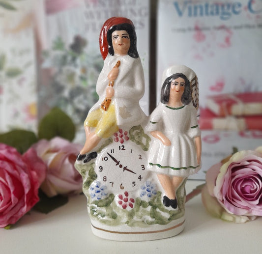 Antique Staffordshire Figurines With Clock