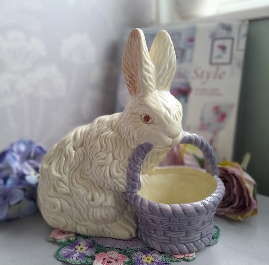 Vintage bunny rabbit with egg basket