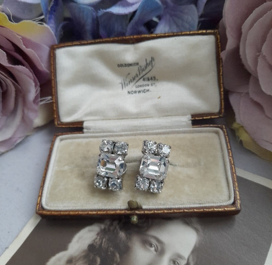 Art Deco Jewellery Clip On Crystal Earrings