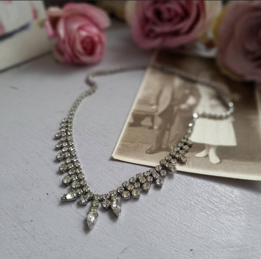 Vintage Dainty Diamante Wedding Necklace