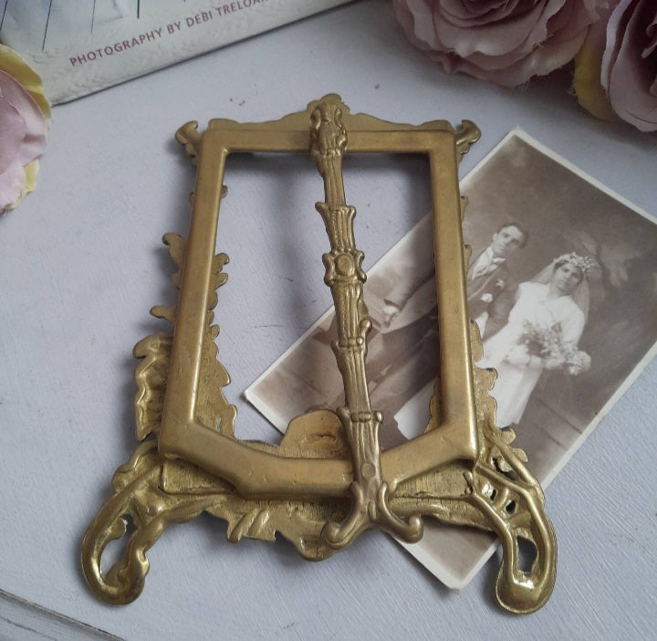 Art Nouveau Solid Brass Photo Frame 5 1/2 x 3 1/2 inch