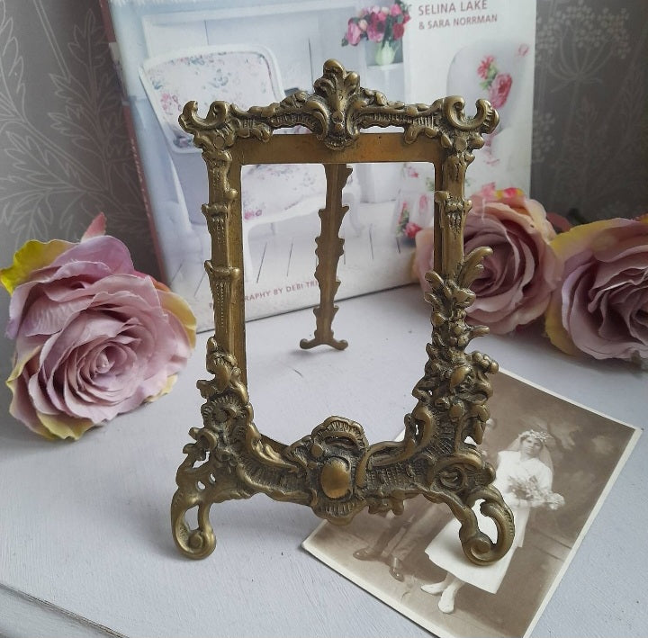 Art Nouveau Solid Brass Photo Frame 5 1/2 x 3 1/2 inch