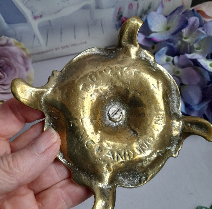 Antique Art Nouveau Brass Candle Holder With Handle