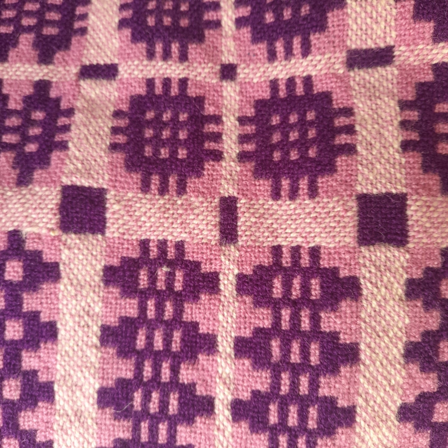Welsh Blanket in Purple Lilac & White Original Label