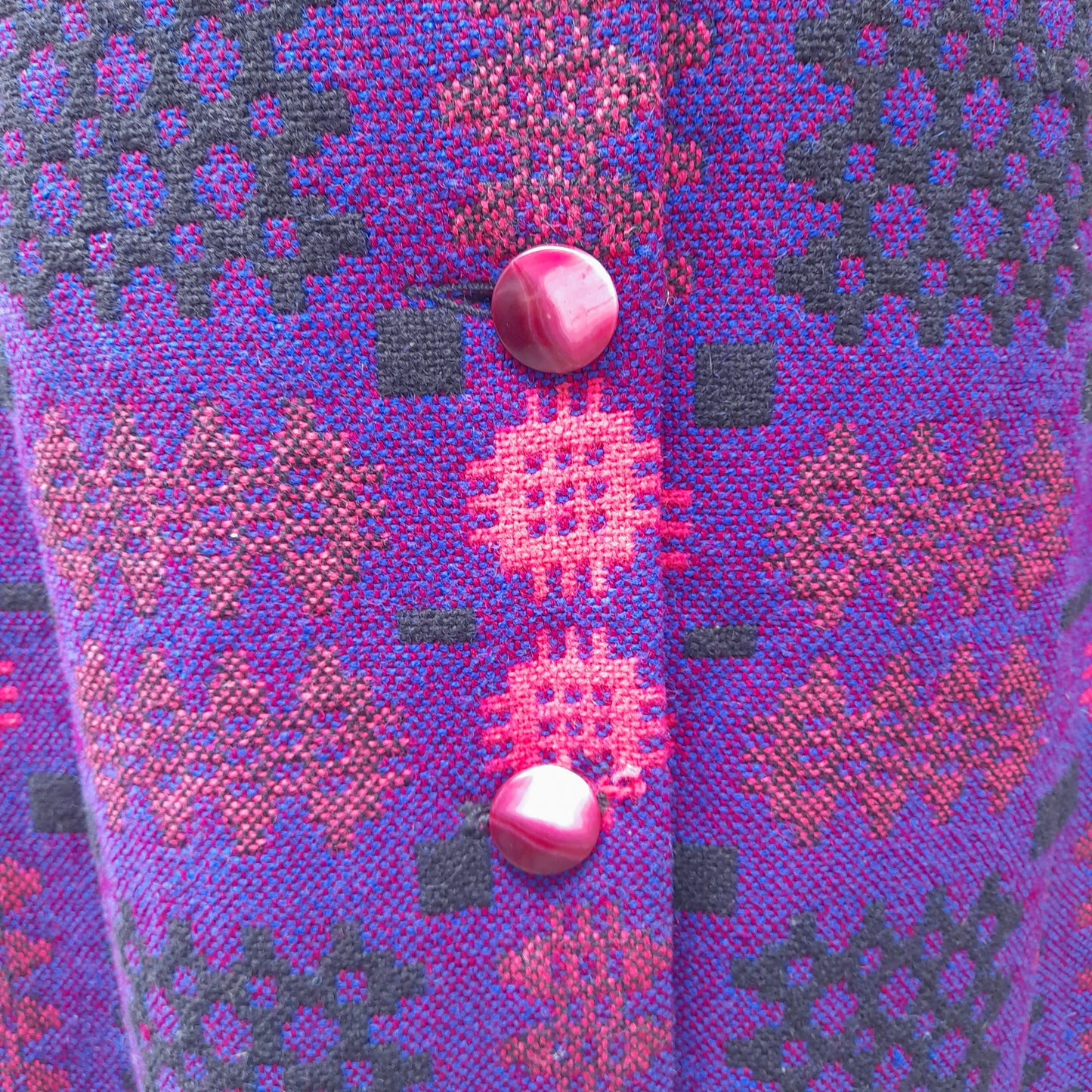 Vintage Welsh Tapestry Cape Full Length in Purple Pink Portcullis