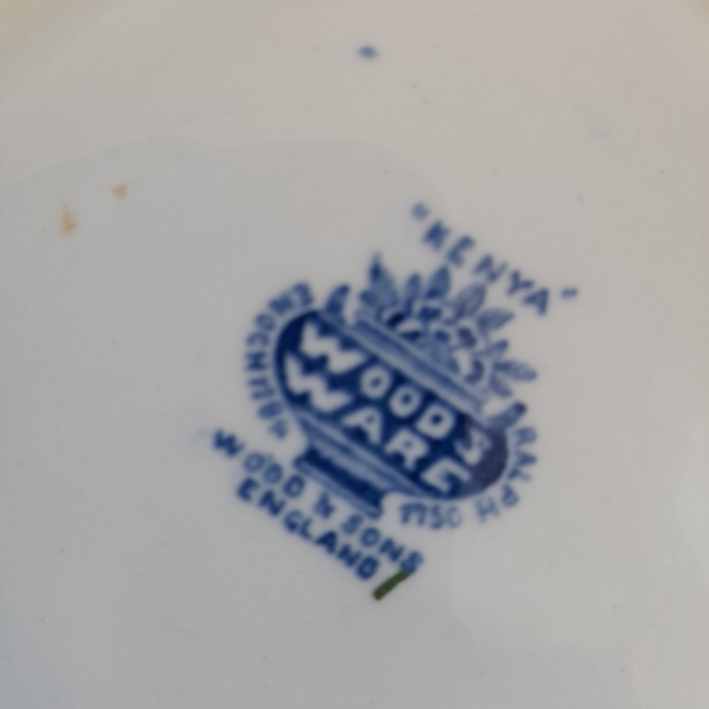 Art Deco Blue & White Square Vegetable Serving Dish with Lid in Woods Ware 'Kenya' Design
