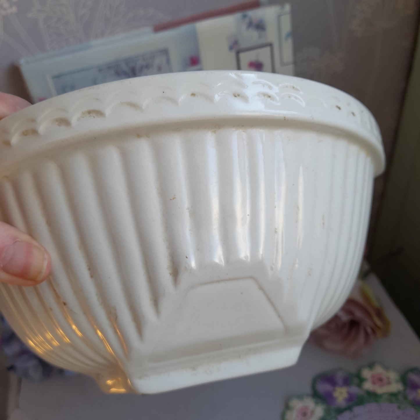 Vintage TG Green Easimix Mixing Bowl Yellow Inside & Slanted Base