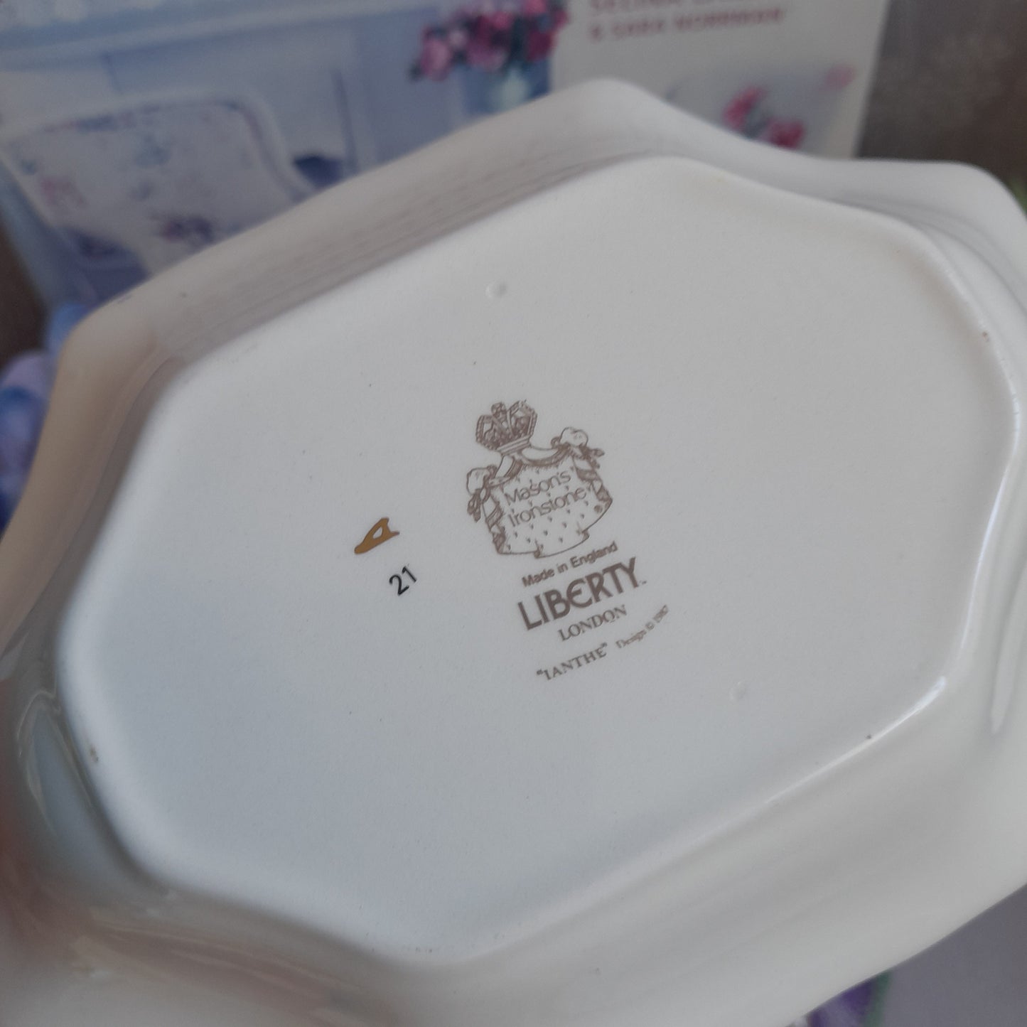 Pretty LIBERTY China Soap Dish Art Nouveau 'Lanthe' Design by Mason's Ironstone