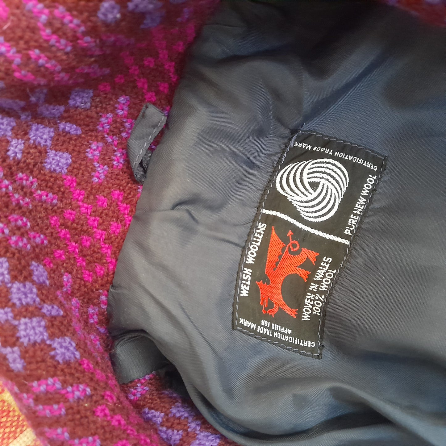 Vintage Welsh Tapestry Pea Coat in Pink & Purple Size 8/10