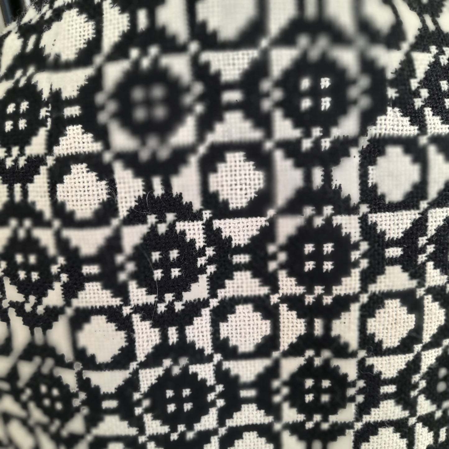 Vintage Welsh Tapestry Cape in Black & White Monochrome