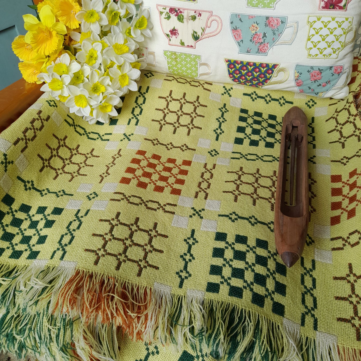 Welsh Wool Blanket in Daffodil Yellow