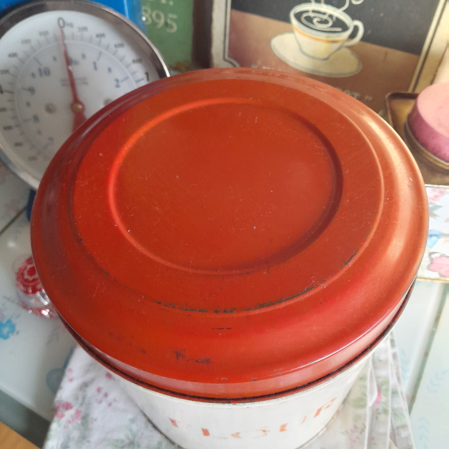 Vintage Red & Cream Tala Flour Tin