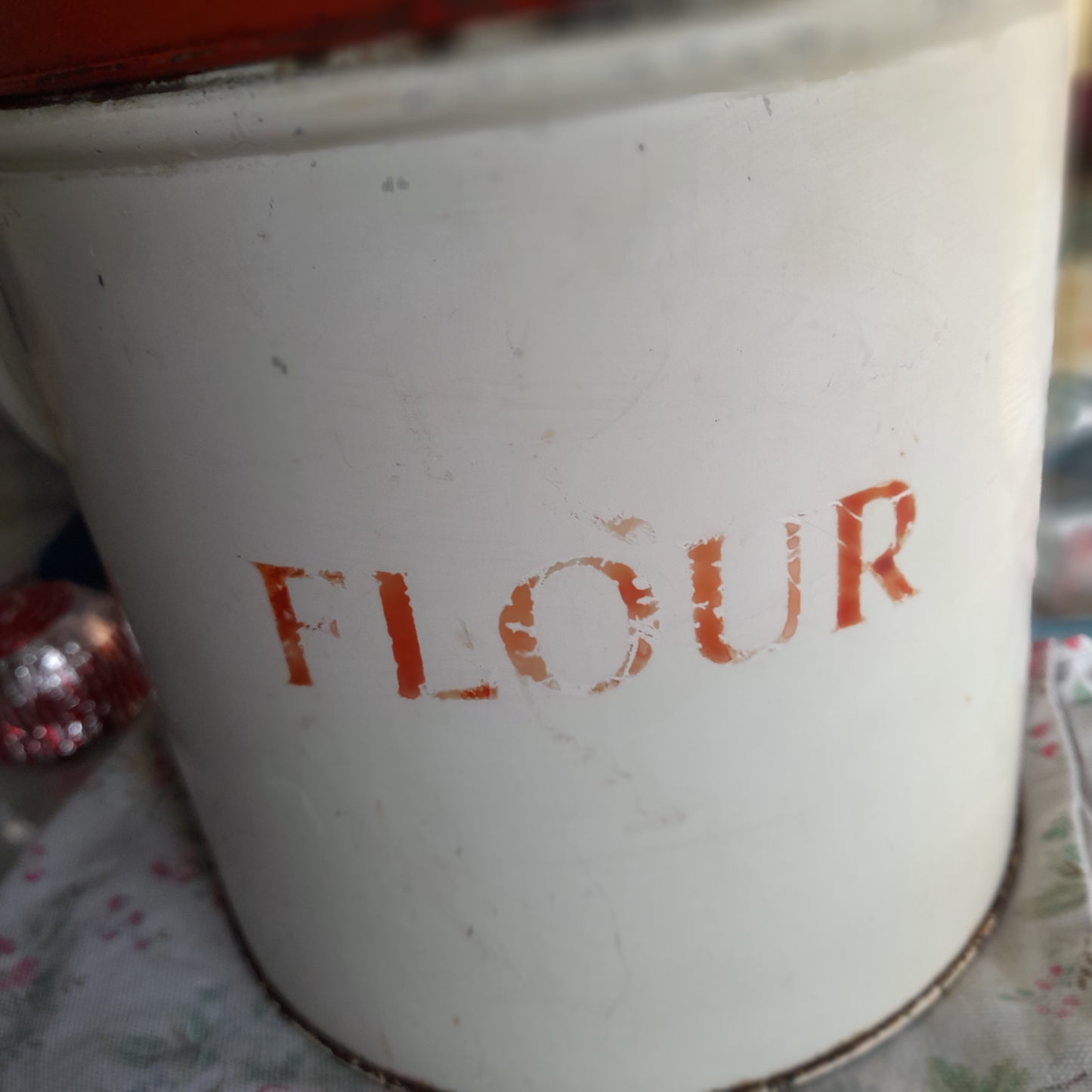 Vintage Red & Cream Tala Flour Tin