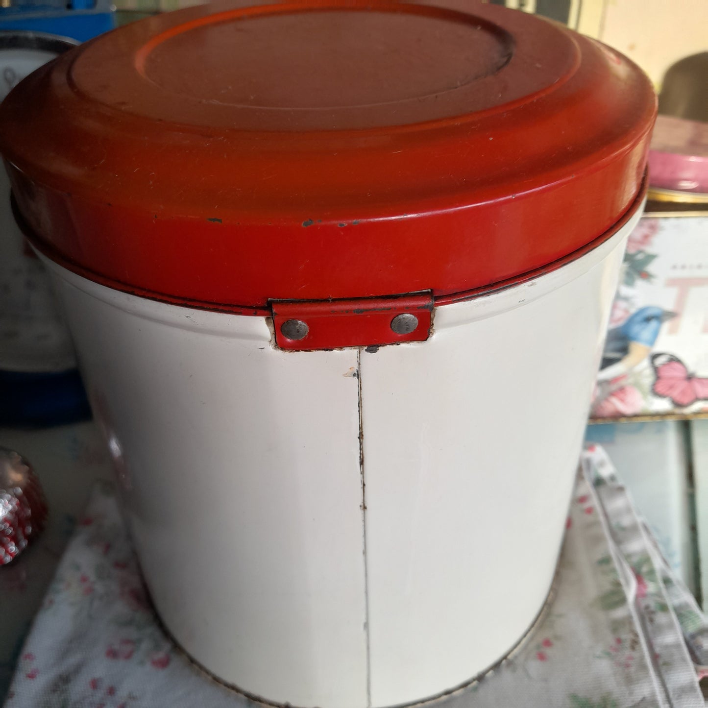 Vintage Red & Cream Tala Flour Tin