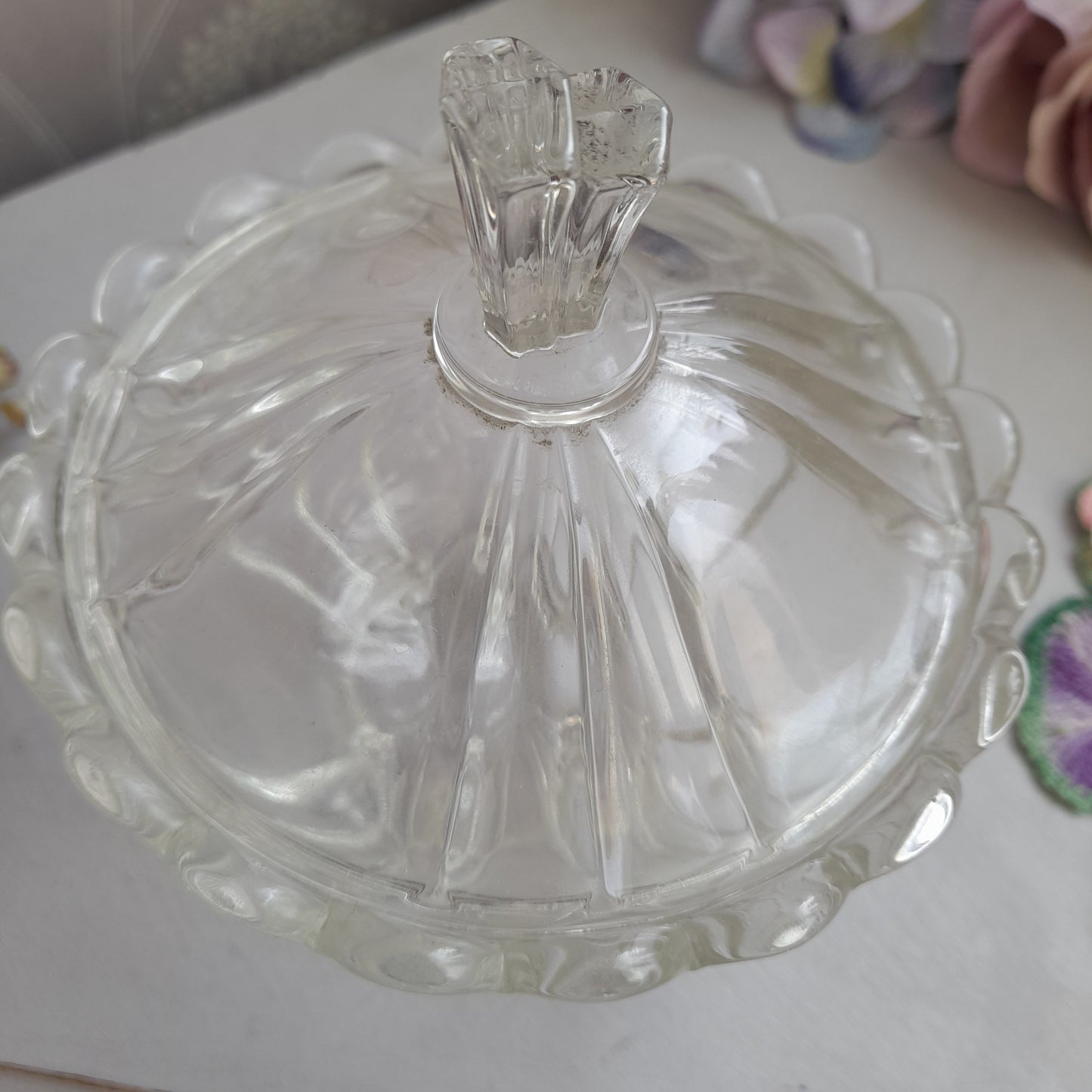 Darling Art Deco Glass Footed Sugar Bowl With Lid