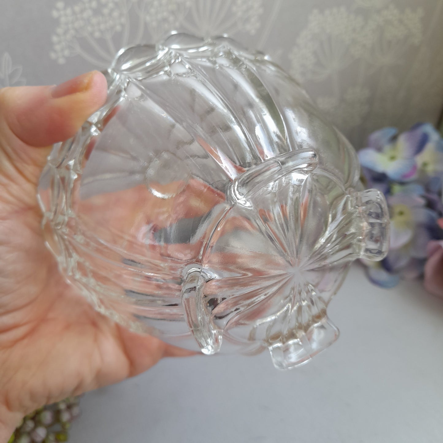 Darling Art Deco Glass Footed Sugar Bowl With Lid