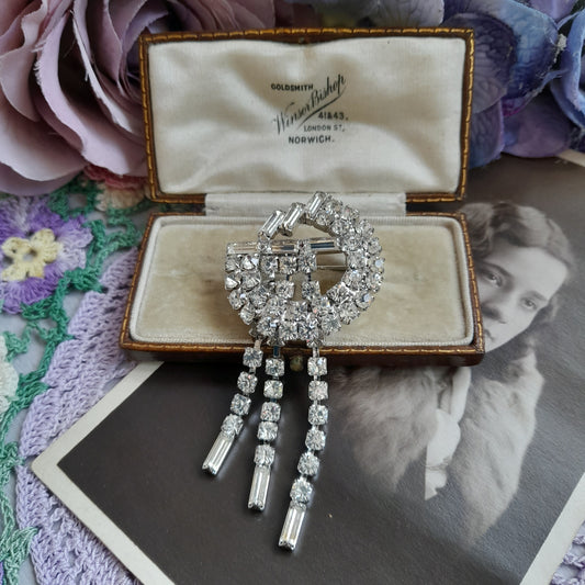 Darling Art Deco Austrian Crystal Comet Brooch