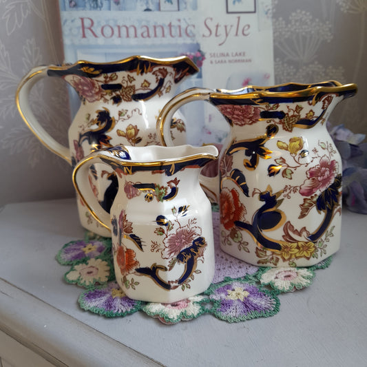 Set of 3 Graduating Vintage MASONS Oriental Mandalay Jugs