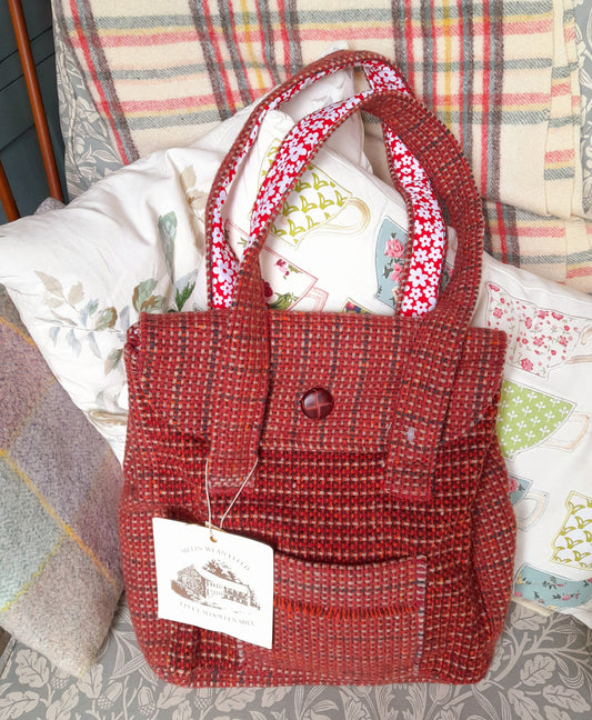 Handmade Welsh Wool Burnt Orange Bag by Elvet Woollen Mill