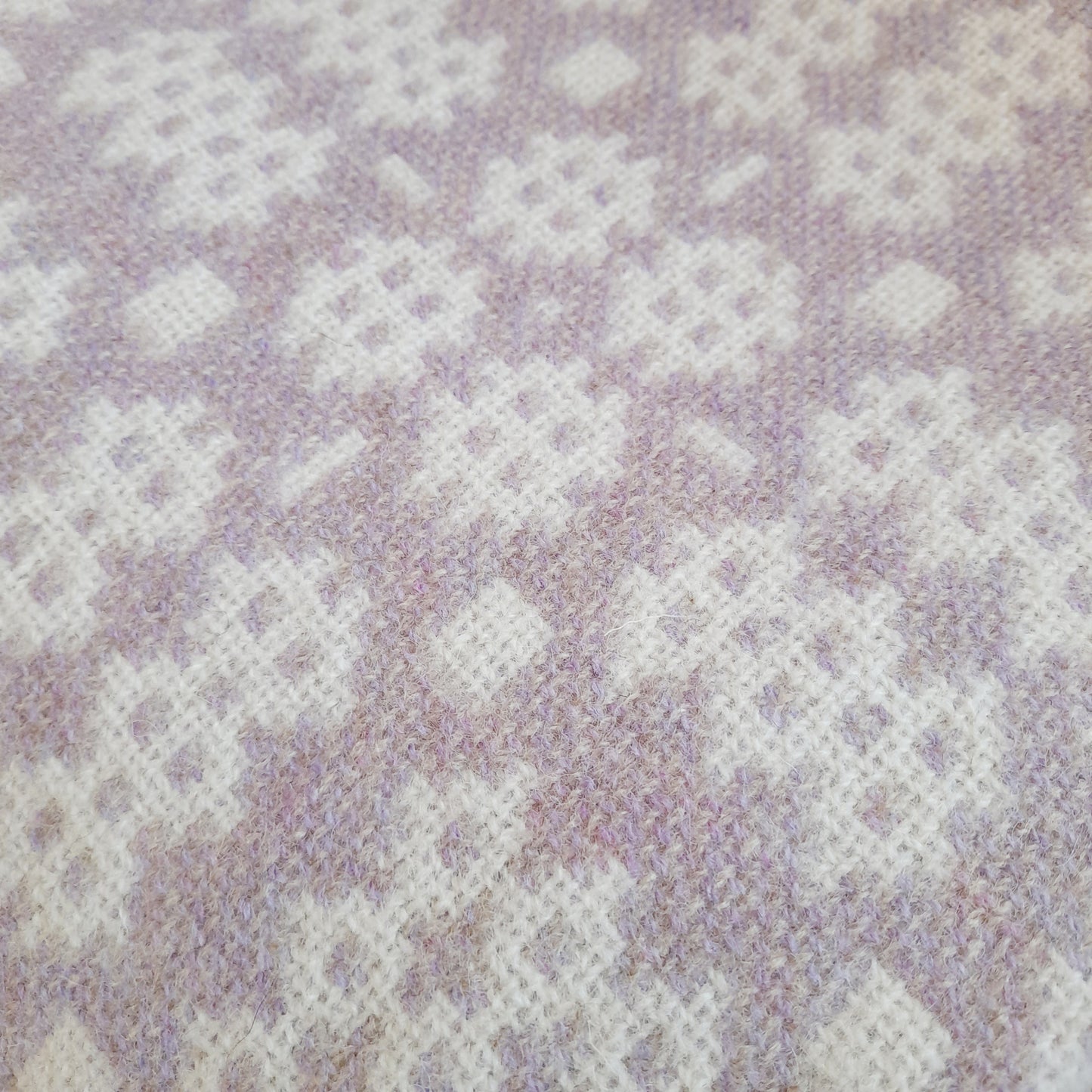 New Welsh Blanket in Soft Pale Lavender & Cream Wool by Rock Mill