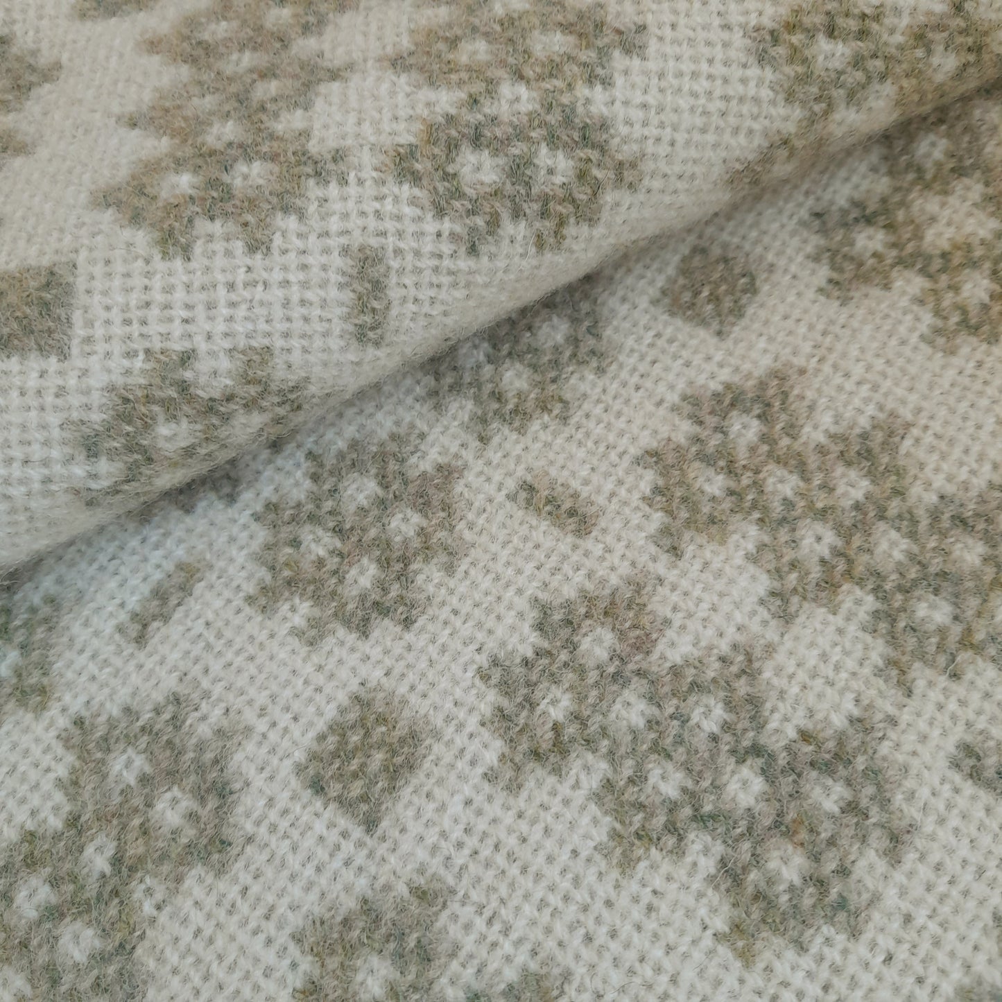 New Welsh Blanket in Soft Pale Sage Green & Cream Wool by Rock Mill