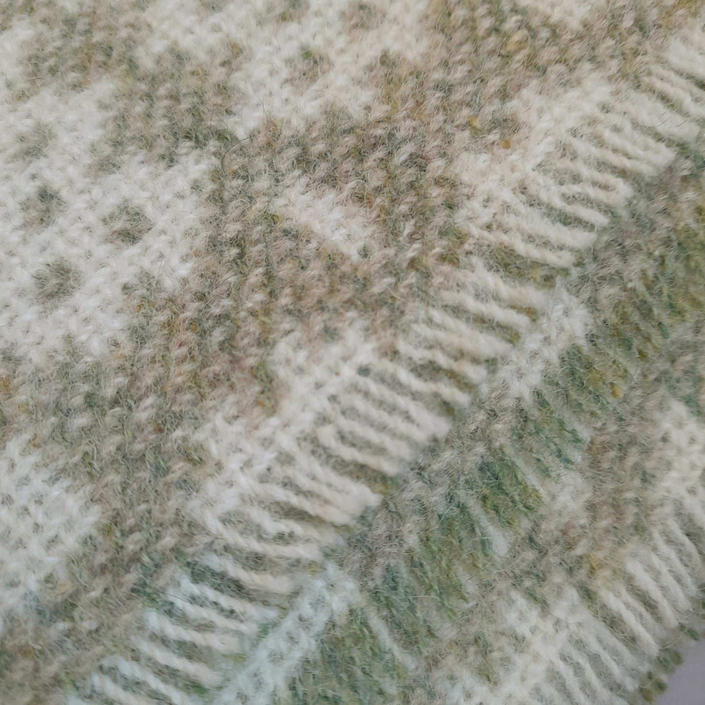 New Welsh Blanket in Soft Pale Sage Green & Cream Wool by Rock Mill