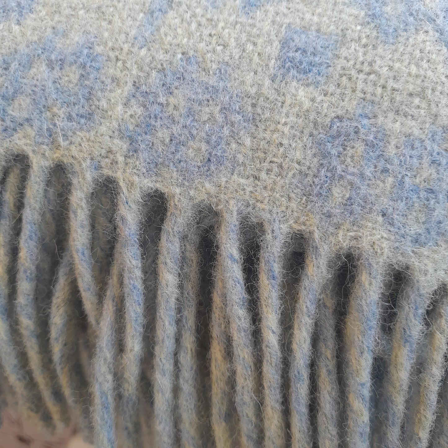 New Welsh Blanket in Soft Pale Blue & Grey Wool by Rock Mill