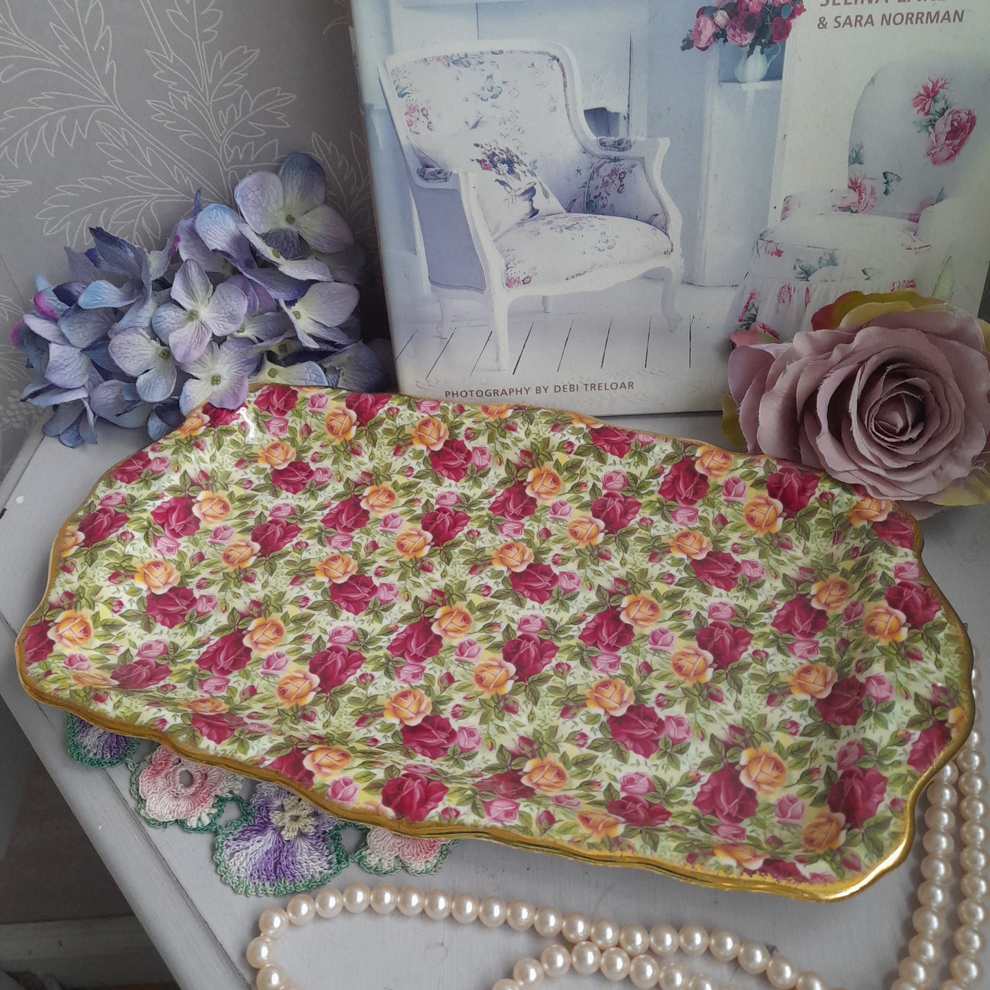 Rare Vintage Royal Albert Old Country Roses Chintz Sandwich Tray