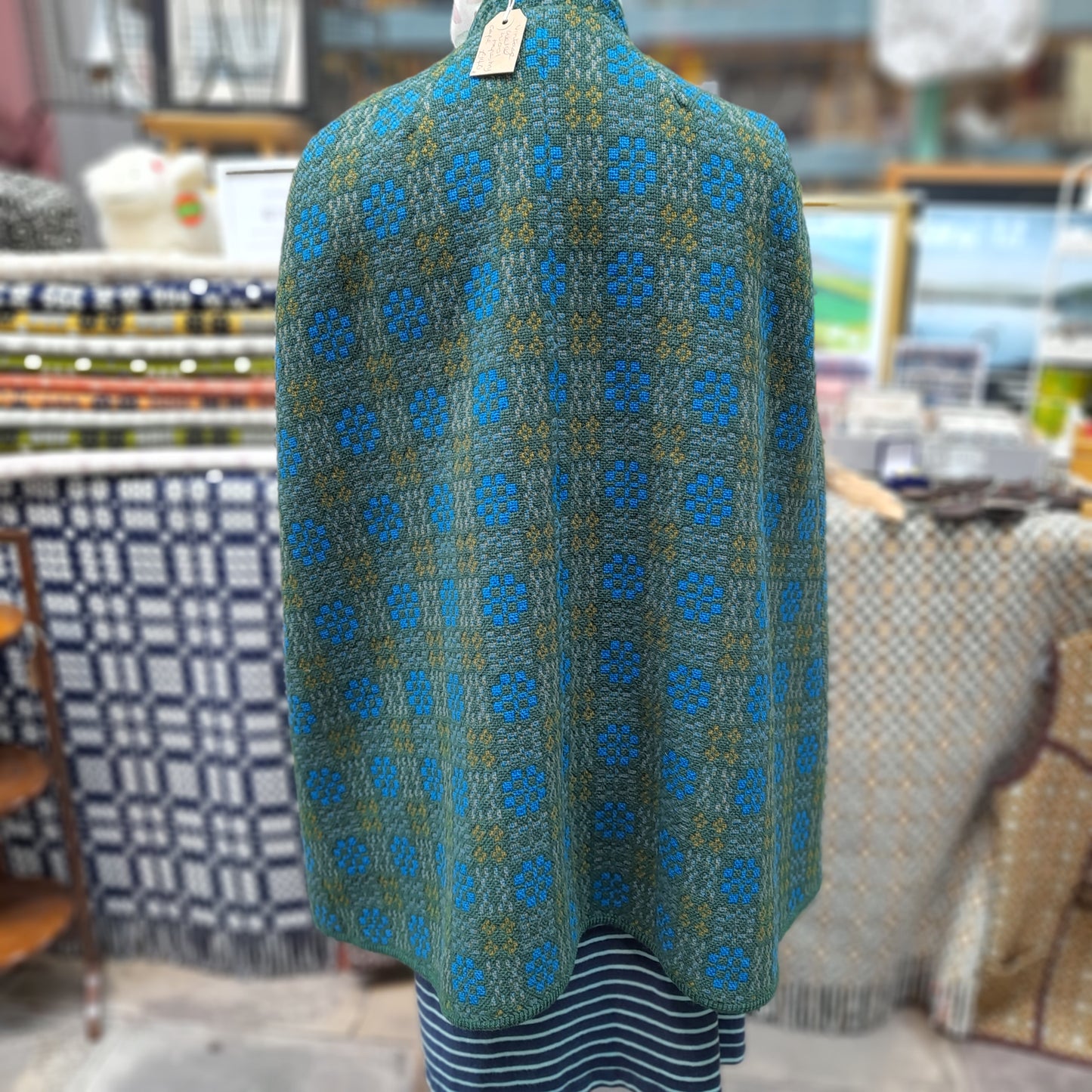 Vintage Teal Welsh Tapestry Cape