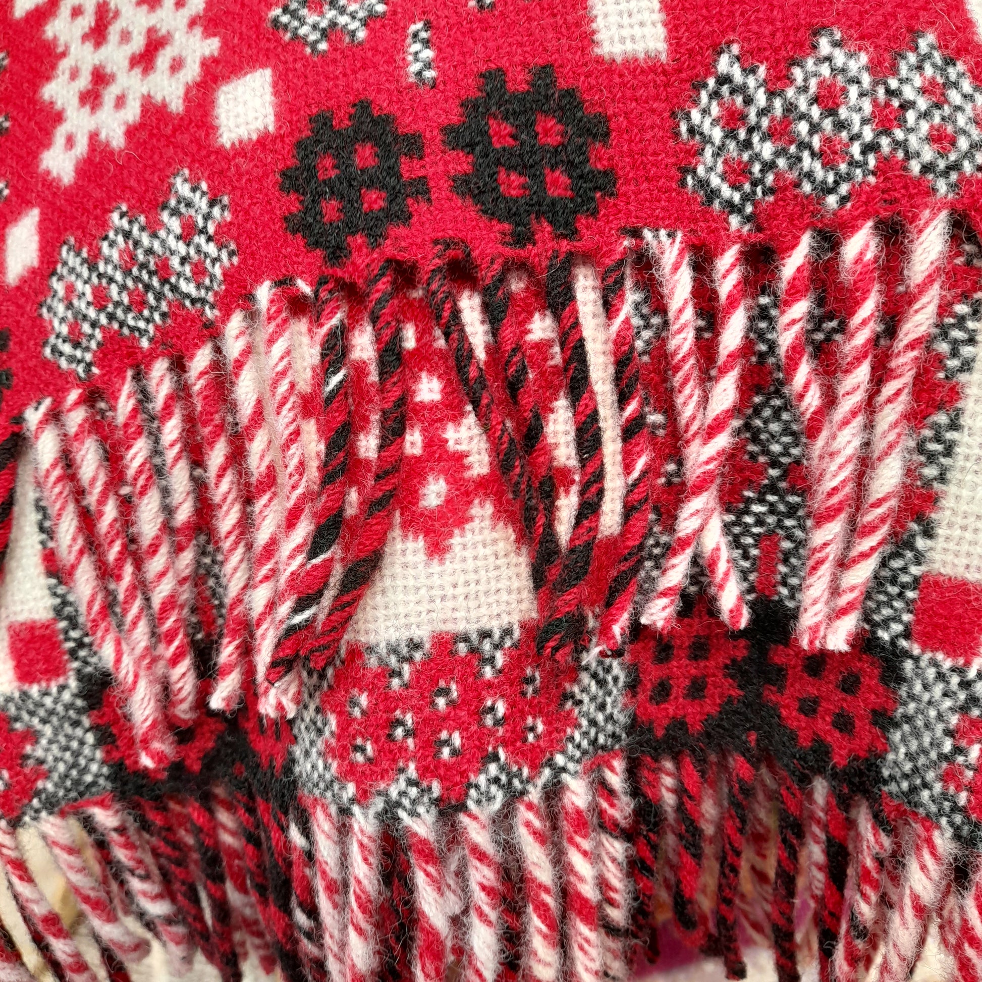 New Welsh Blanket in Red Black & White by Rock Woollen Mill